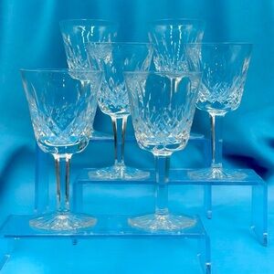 Set of 6 1952 Waterford Crystal Wine Goblets “Lismore” Pattern. Waterford Gothic